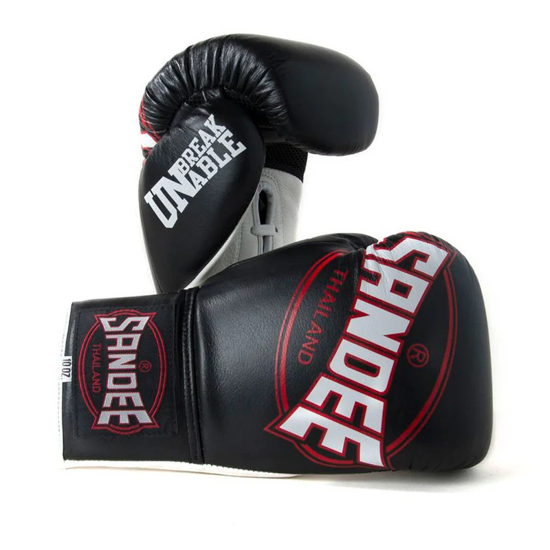 Cool-Tec Lace Up 3 Tone Boxing Gloves - Black, White & Red - Image 2